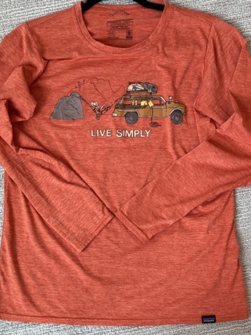 Patagonia Orange Heather Long-Sleeve "Live Simply" Tee